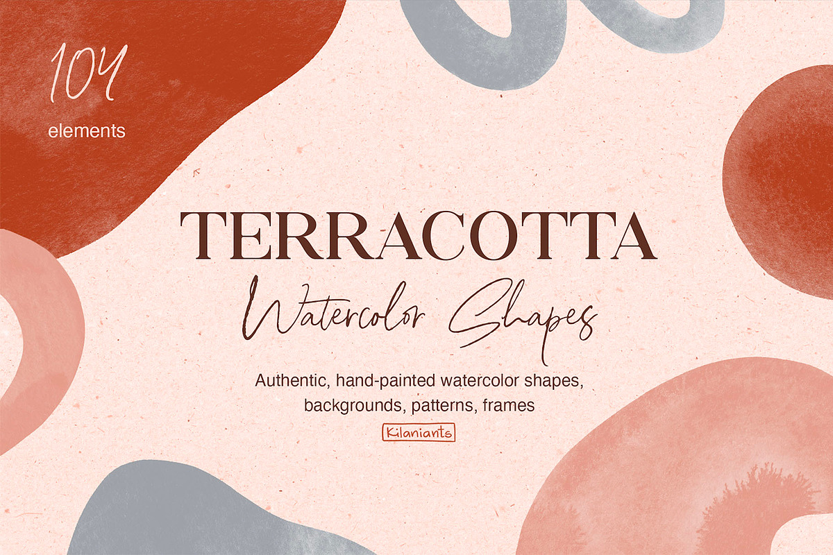 Terracotta Watercolor Shapes, a Texture Graphic by kilaniants (Photo 1 of 14)