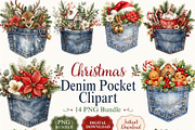 Christmas Denim Pocket Clipart, a Seasonal Illustration by Tanya Kart (Thumbnail 1 of 9)