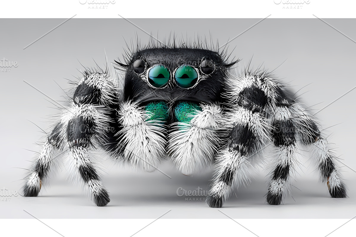Cose-up portrait of Jumping spider, an Animal Illustration by Lukas Jonaitis SHOP