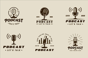 set of isolated microphone logo, a Branding & Logo Template by zyxroun shop