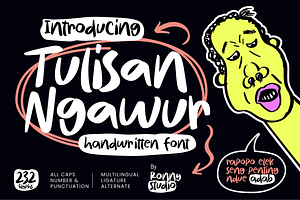 Tulisan Ngawur Playful Handwritten, a Handwritten Font by Ronny Studio