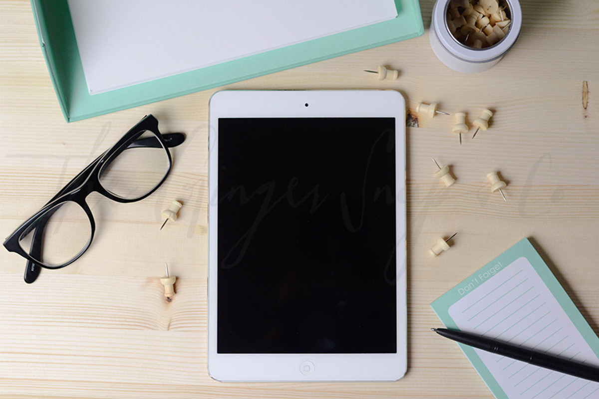 Styled Ipad with Teal, an iPad Mockup by The Ginger Snaps Co