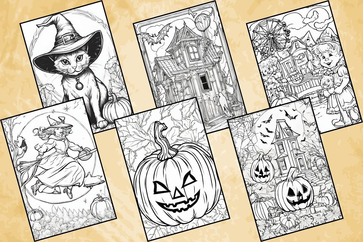 Scary Halloween Coloring Pages, an Illustration by Catchy Ideaz (Photo 2 of 3)
