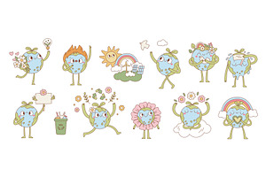 Cute planet earth mascot. Cartoon, an Illustration by YummyBuum
