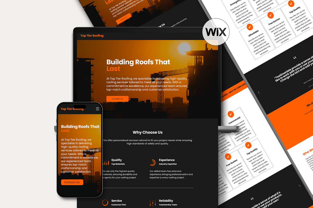 Roofing & Construction Wix Website, a Wix Template by Sky Dore Design (Photo 1 of 11)