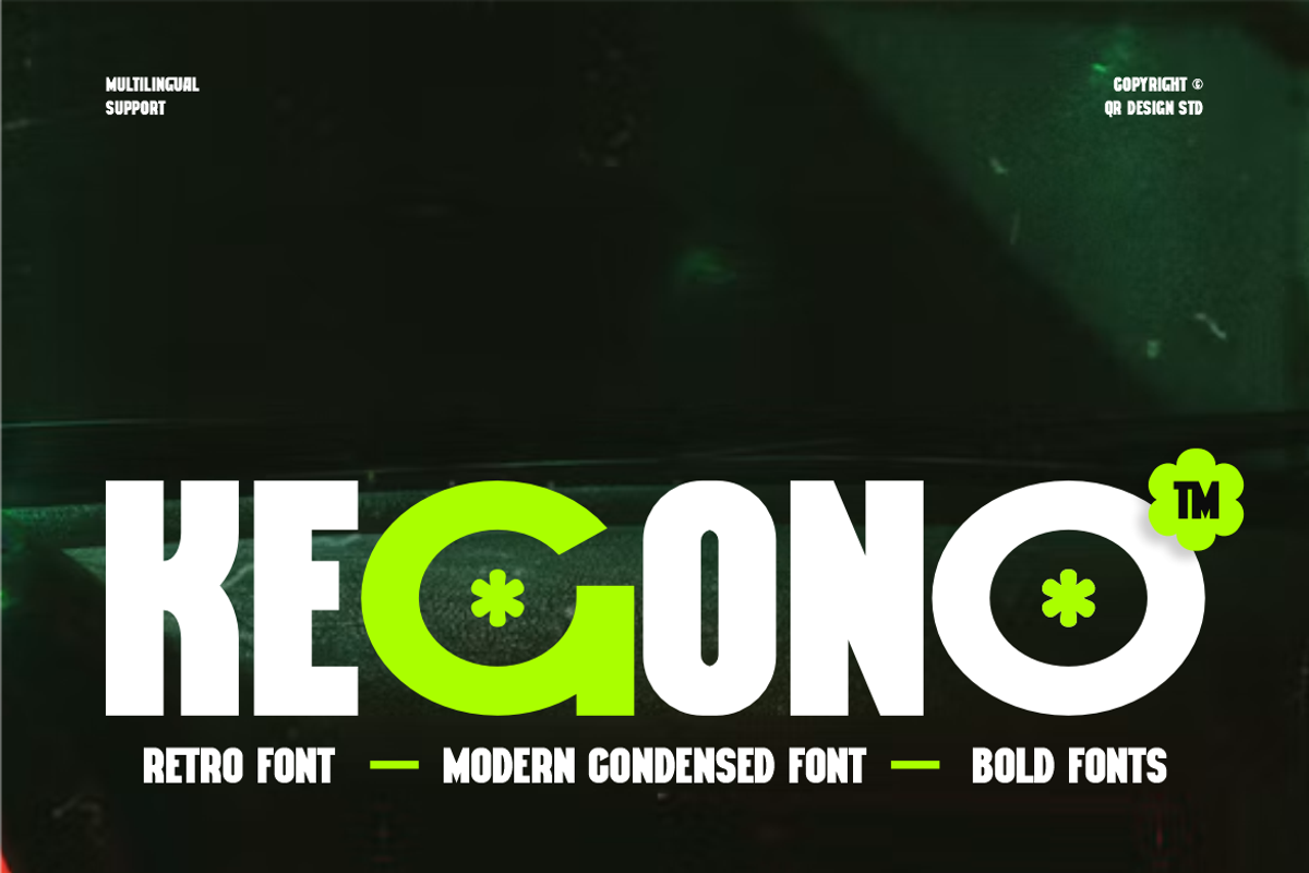 Kegono - Modern Retro Condensed Font, a Sans Serif Font by QR Design Studio (Photo 1 of 15)
