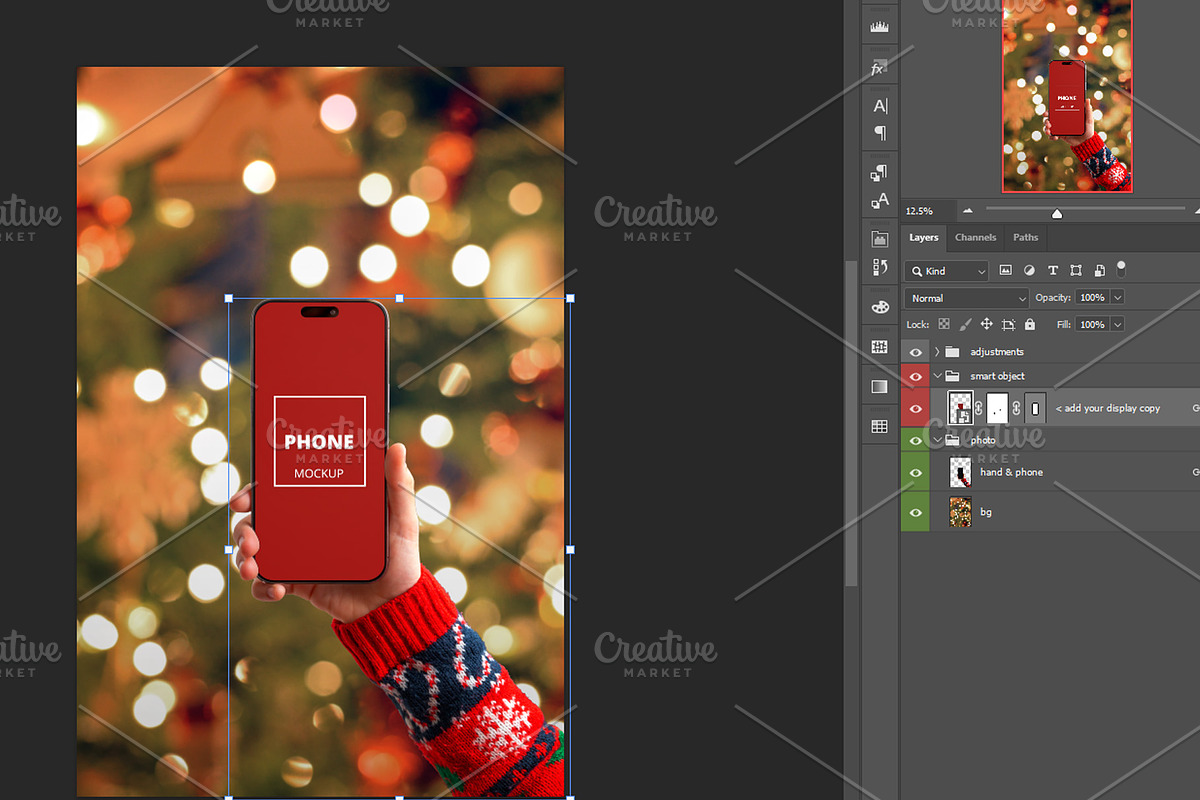 iPhone Christmas Bokeh Mockup, an iPhone Mockup by RSplaneta (Photo 2 of 2)