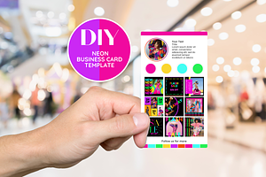 Neon QR Business Card Template