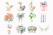 Watercolor Silly Goose Clipart, an Illustration by Design Market (Thumbnail 2 of 5)