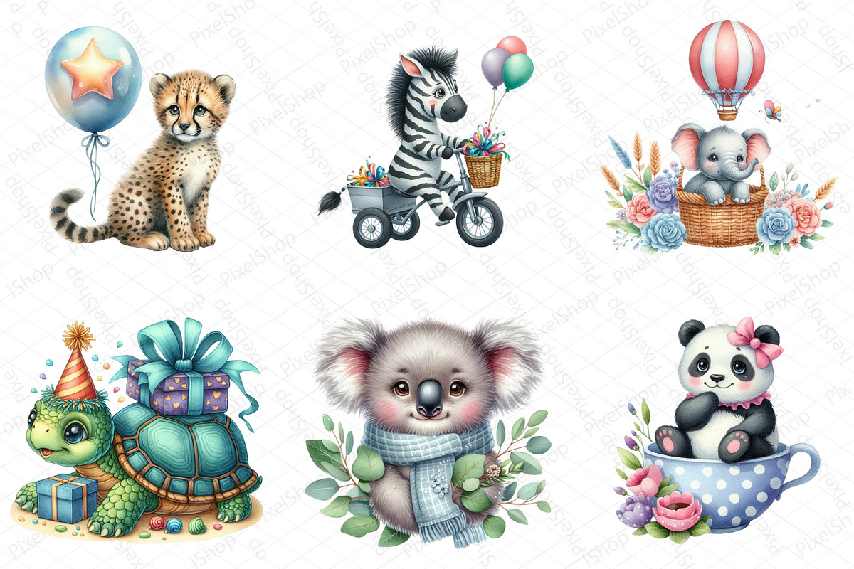 Watercolor Cute Zoo Clipart, an Illustration by DreamPrint404 (Photo 4 of 5)