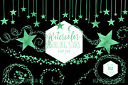 Kelly Green Watercolor Star Clipart, an Object Illustration by ClipartBrat Graphics (Thumbnail 2 of 5)