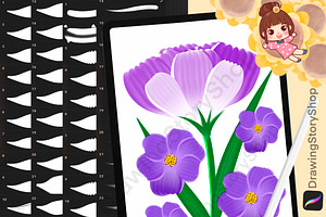 50 Flower Brush Procreate, a Brush Add-On by DrawingStoryShop