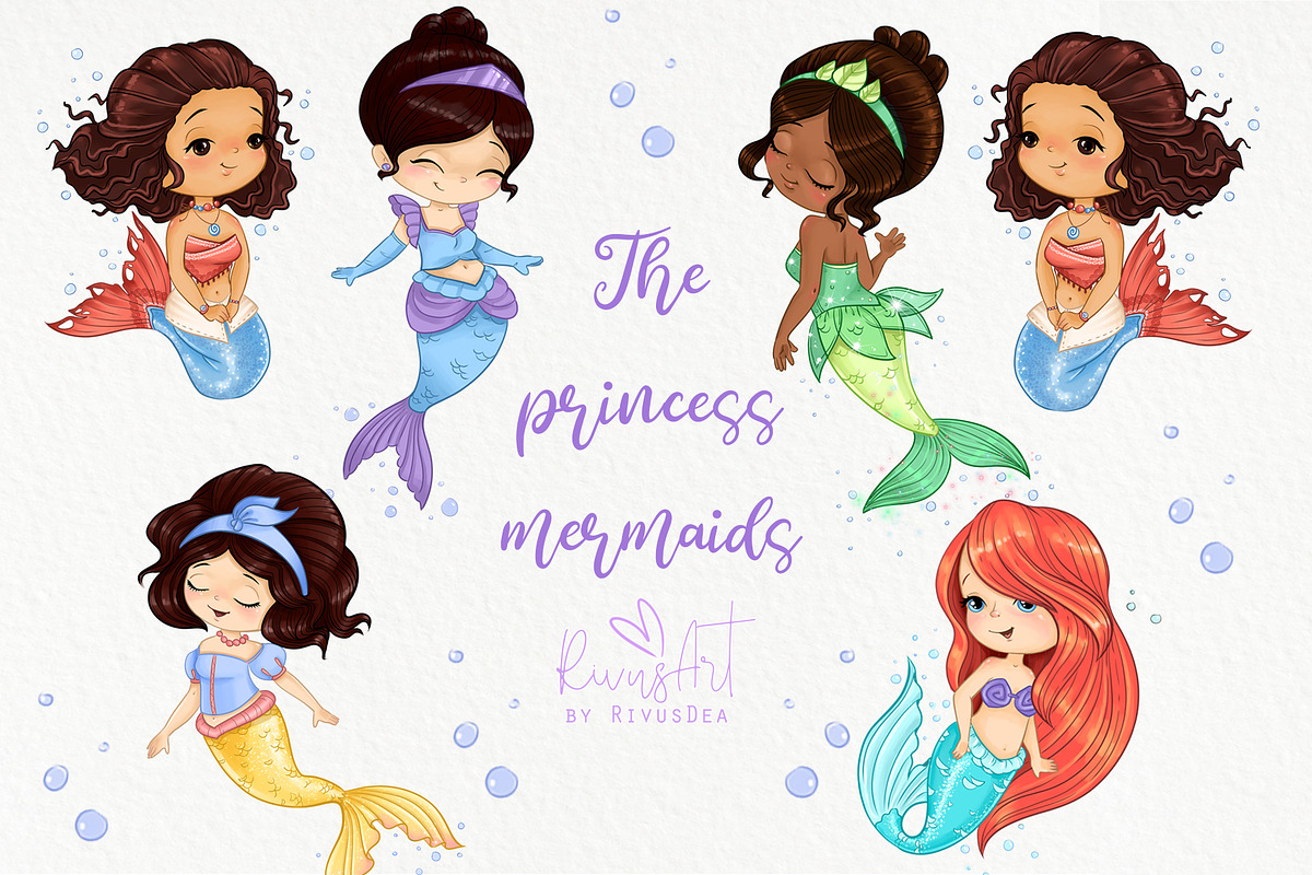 Mermaids PNG clipart pack., a Decorative Illustration by RivusArt (Photo 2 of 2)