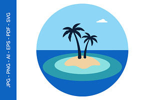 Minimalist island with tree vector, an Object Illustration by nandinigraphics
