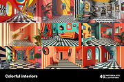 Colorful interiors. 46 images, a Decorative Illustration by Handmadefont (Thumbnail 2 of 11)