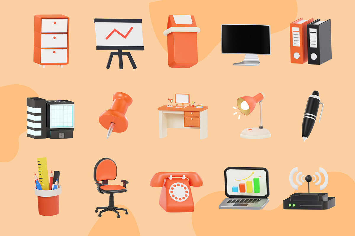 Office & Work 3D Icons, an Object 3D Model by Azam Creative (Photo 5 of 6)