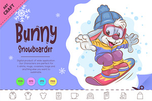 Cartoon Bunny Snowboarder. Clipart, an Animal Illustration by KENO Mascots