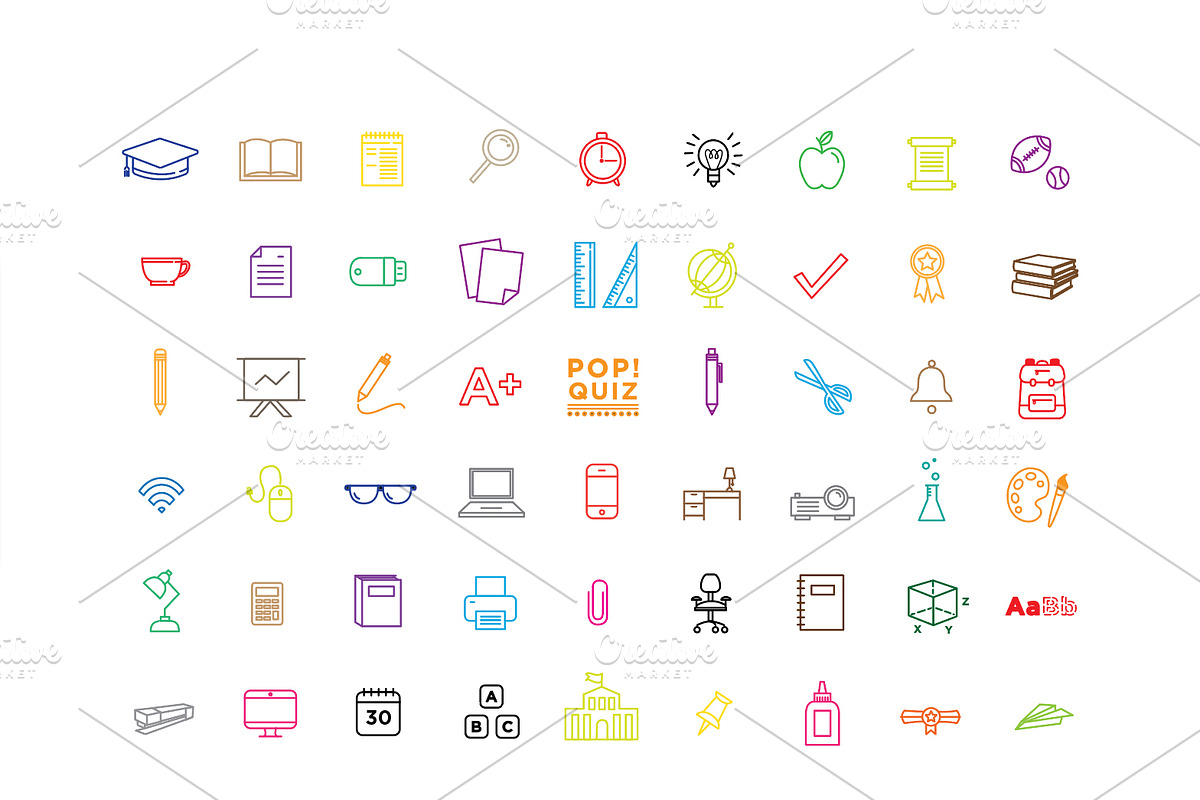 54 School Themed Icons - Vectors, an Outline Icon by Professional Assets (Photo 2 of 3)