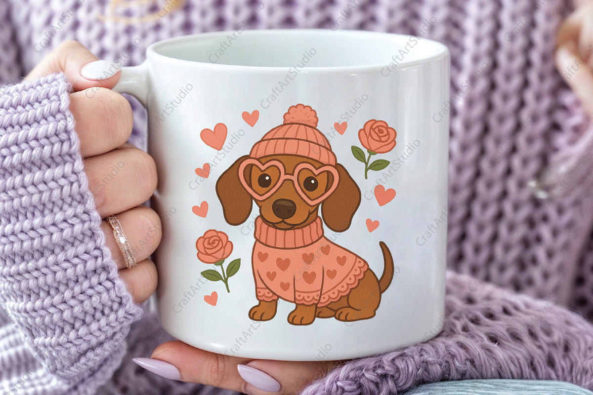 Valentine Dachshund Dog Mom PNG, an Illustration by CraftArtStudio (Photo 3 of 4)