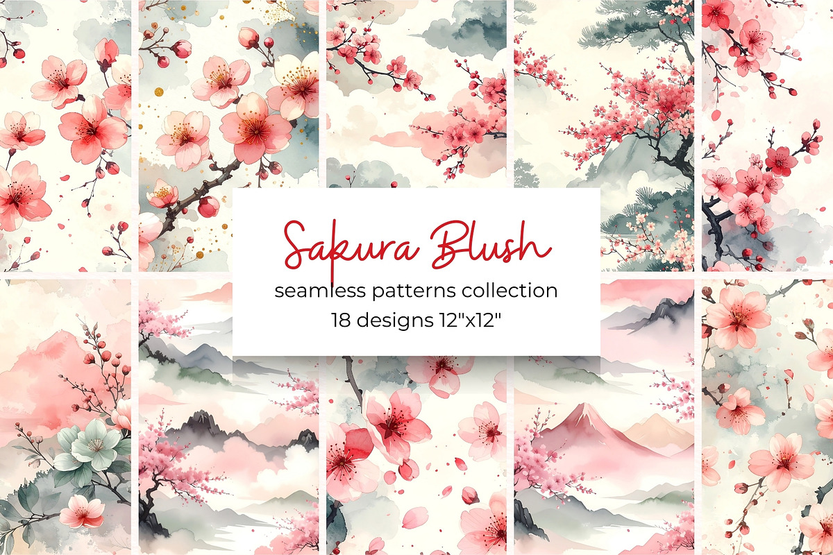 Sakura Blush Seamless Patterns, a Pattern Graphic by Anna Design Studio (Photo 1 of 6)