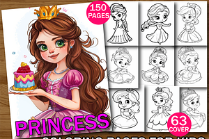 Princess Coloring Pages for Kids, an Illustration by Design Zone