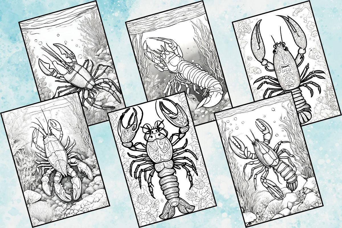 Printable Lobster Coloring Pages, an Illustration by Catchy Ideaz (Photo 3 of 3)