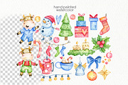 Watercolor Christmas Bulls Clipart, a Decorative Illustration by OllyKo Art (Thumbnail 4 of 8)