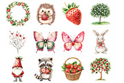 Woodland Animals Strawberry Clipart, a Seasonal Illustration by Design Market (Thumbnail 4 of 4)