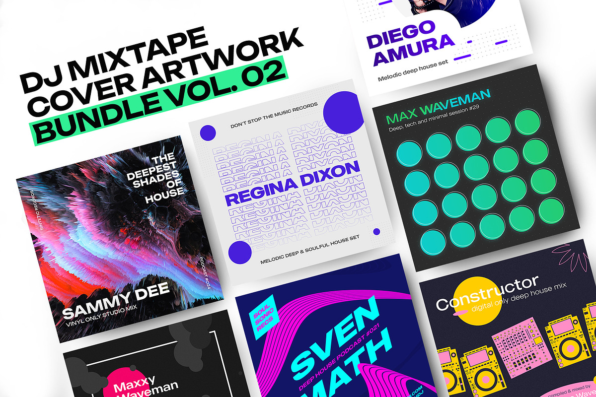 DJ Mix Cover Art Templates #02, a Print Template by vinyljunkie (Photo 1 of 12)