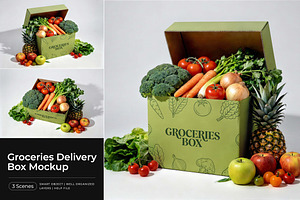 Groceries Delivery Box Mockup, a Product Mockup by Pitchlook.Studio