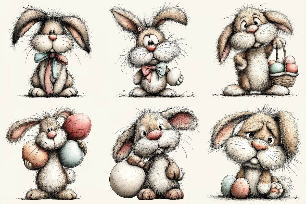 Whimsical Bunny Easter Clipart, an Illustration by DreamCafeArt (Photo 2 of 6)