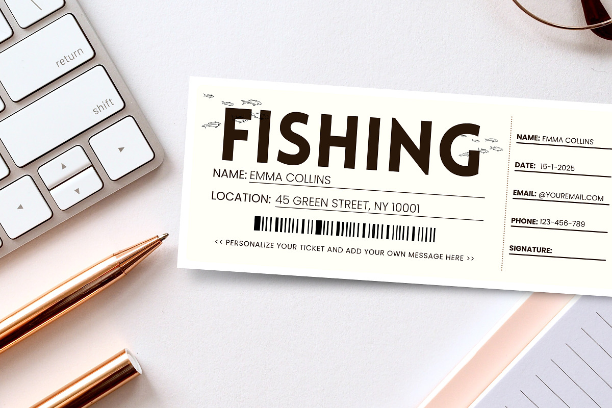 Fishing Ticket Gift Voucher Template, a Stationery Template by Snapybiz (Photo 10 of 10)