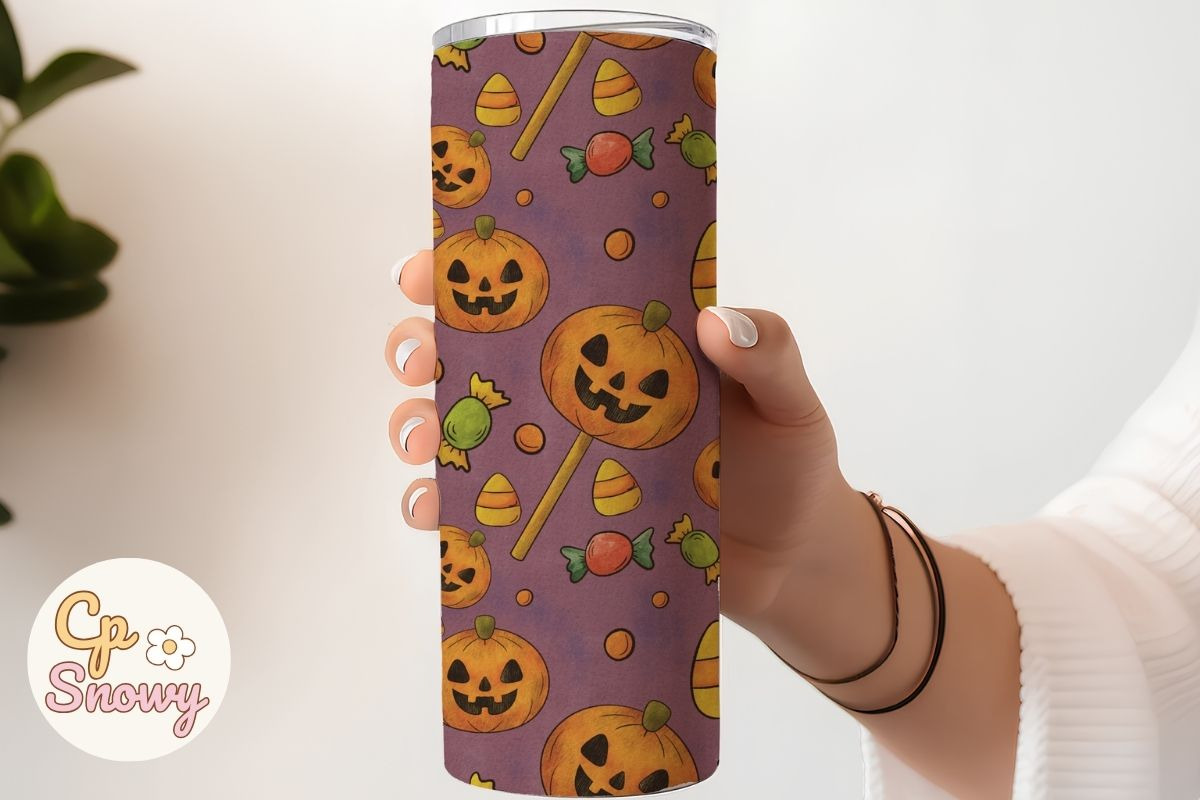 Halloween Candy Pumpkins Seamless, a Texture Illustration by CpSnowy (Photo 3 of 5)