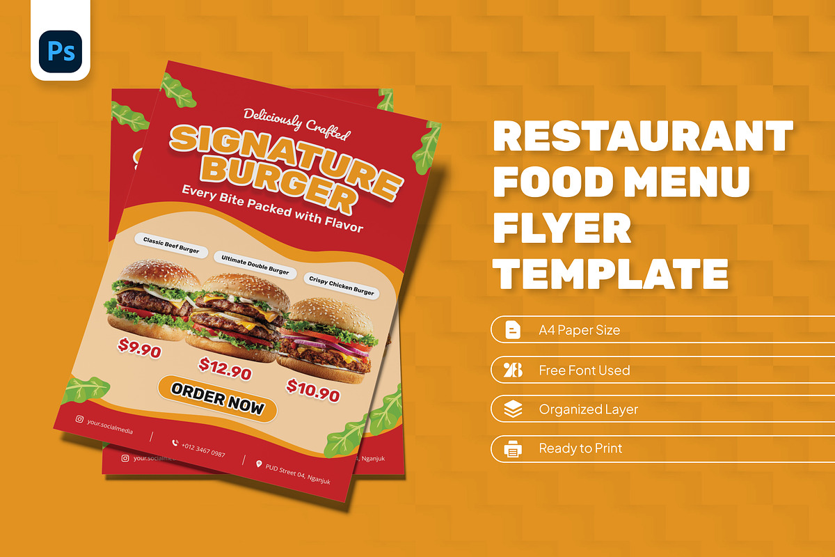 Restaurant Food Menu Flyer Template, a Flyer Template by Antstheme (Photo 1 of 2)