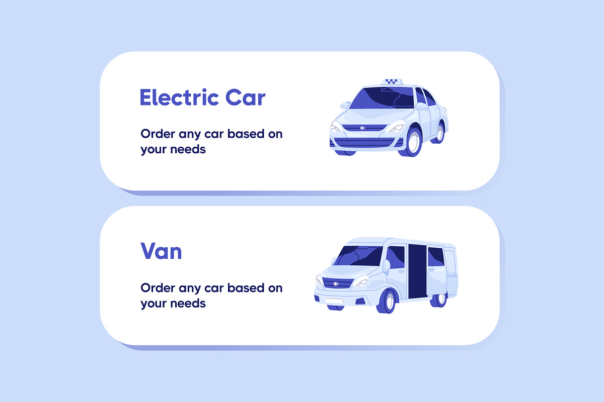 Passenger transfer, taxi order cards, a Transportation Illustration by PaperTrident (Photo 8 of 12)