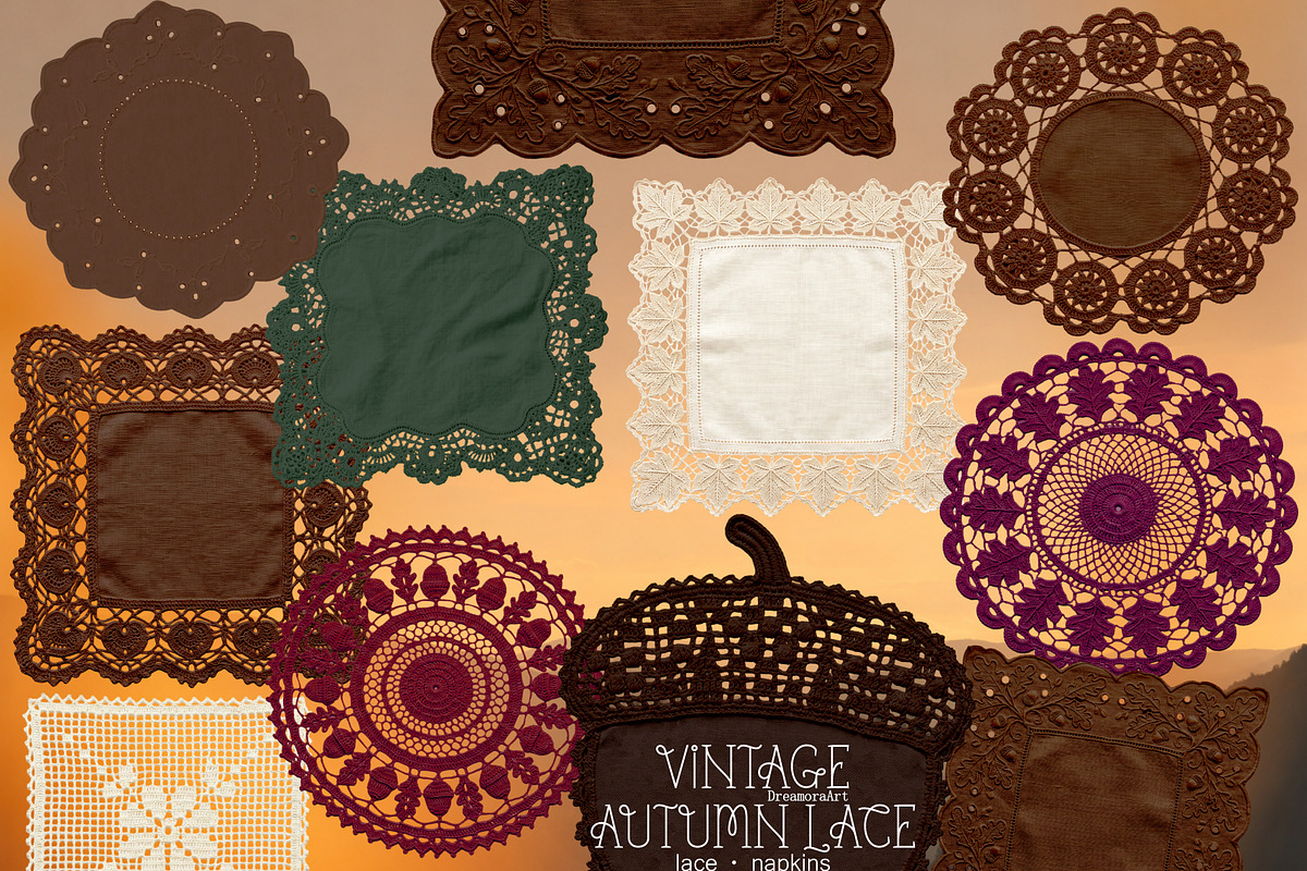 Vintage Autumn Lace Collection PNG, an Object Graphic by DreamoraArt (Photo 6 of 8)
