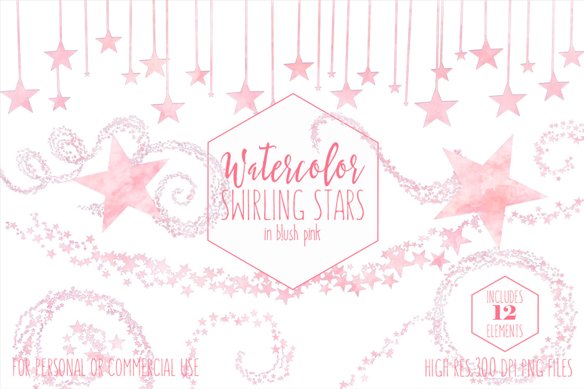Blush Pink Watercolor Star Clipart, an Illustration by ClipartBrat Graphics (Photo 2 of 5)