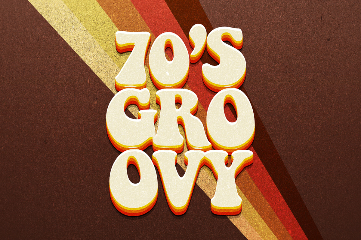 70s Text Effects for Photoshop, a Layer Style Add-On by Graphicdome (Photo 2 of 17)