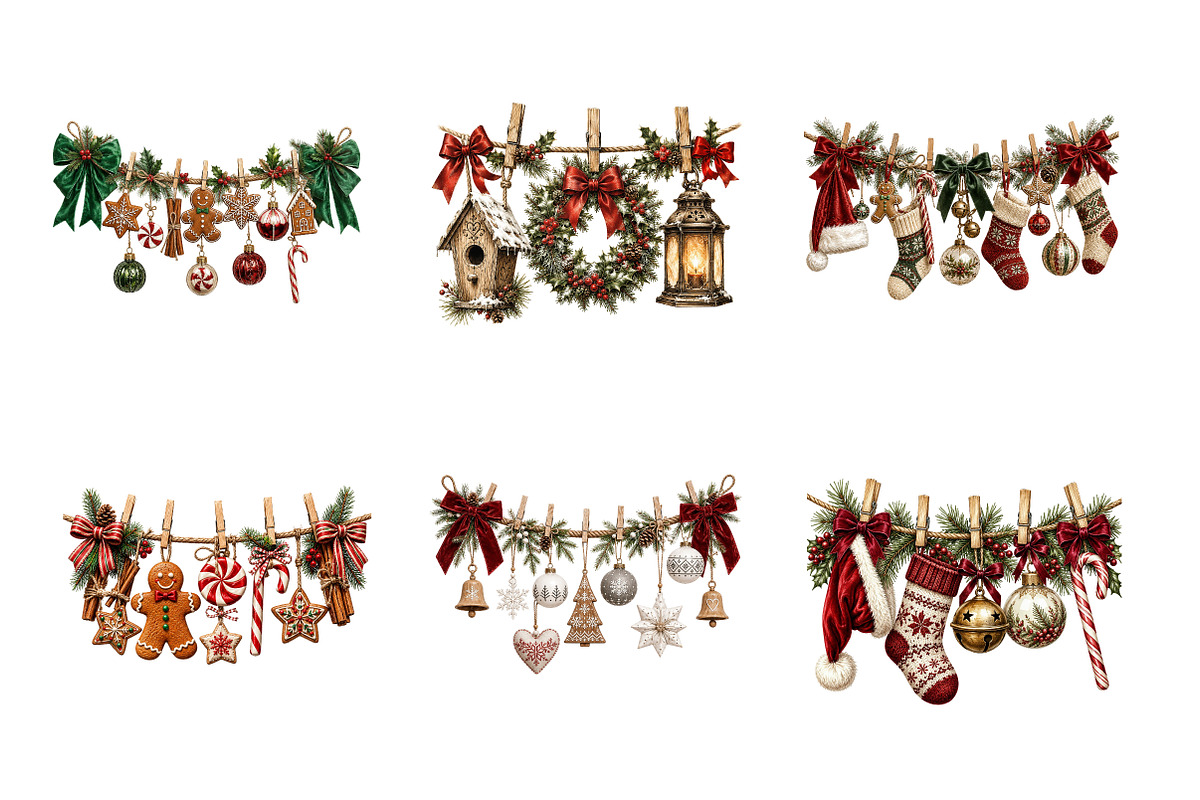 Christmas Clothesline Clipart PNG, a Seasonal Illustration by Designworld (Photo 3 of 4)