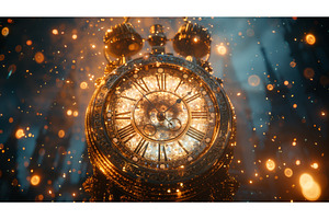 A clock and firework await midnight, a Background Photo by ZinetroN