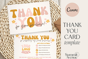 Retro Flower Thank You Card Canva