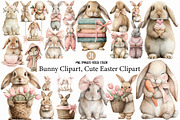 Bunny Clipart, Cute Easter Clipart, an Illustration by Designworld (Thumbnail 1 of 7)