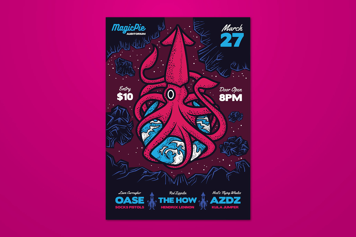 Space Squid Illustrated Flyer, a Flyer Template by ashenterprise (Photo 1 of 3)