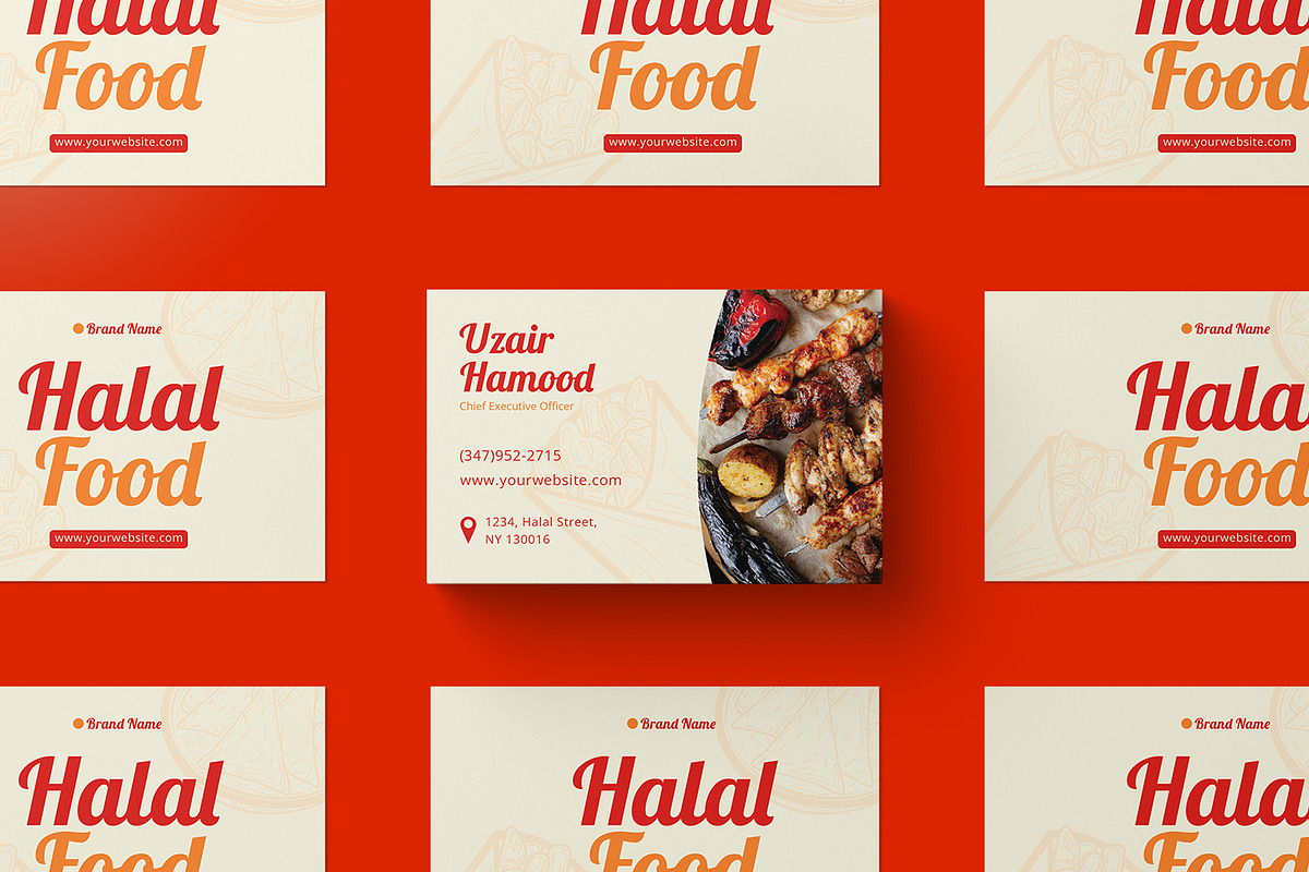 Halal Food - Business Card, a Business Card Template by StreaksideStd