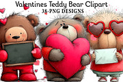 Valentines Teddy Bear Clipart, an Illustration by Daily.Designs (Thumbnail 1 of 8)