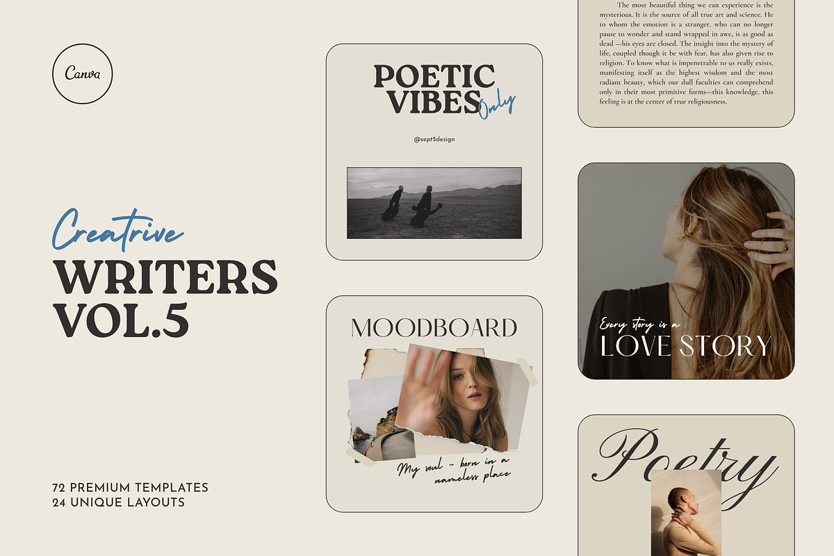 Writers Social Media Vol.5 for CANVA, a Social Media Template by September 5th (Photo 1 of 24)