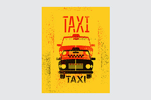 Typographic Retro Grunge Taxi Poster