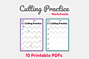 Cutting practice for kids worksheets, an Education Illustration by TukTuk Design (Thumbnail 4 of 7)
