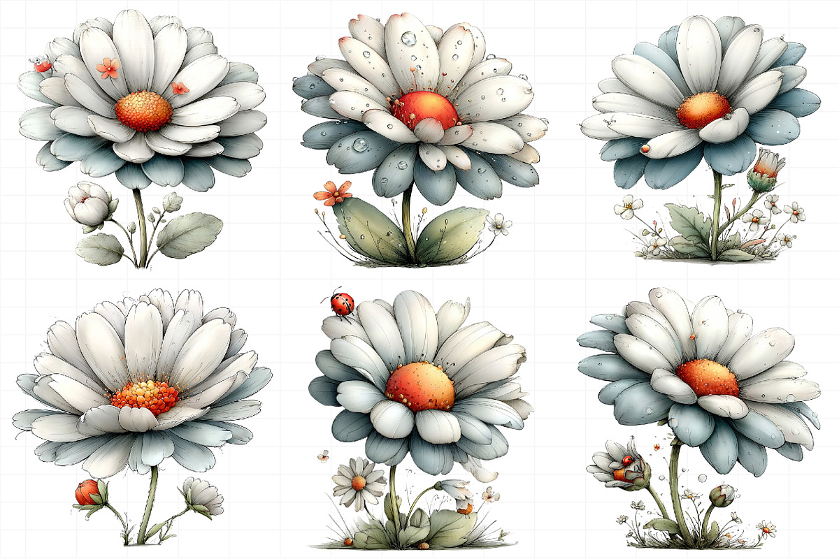 Whimsical Spring Daisy Flower Clipar, an Illustration by Daily.Designs (Photo 5 of 8)