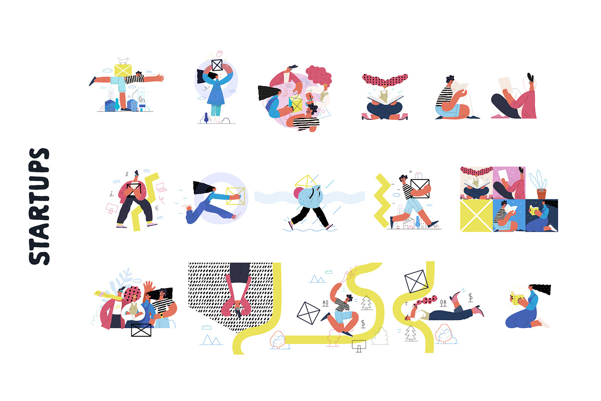 Startups flat vector illustrations, a Templates & Theme by Grivina's shop (Photo 3 of 45)